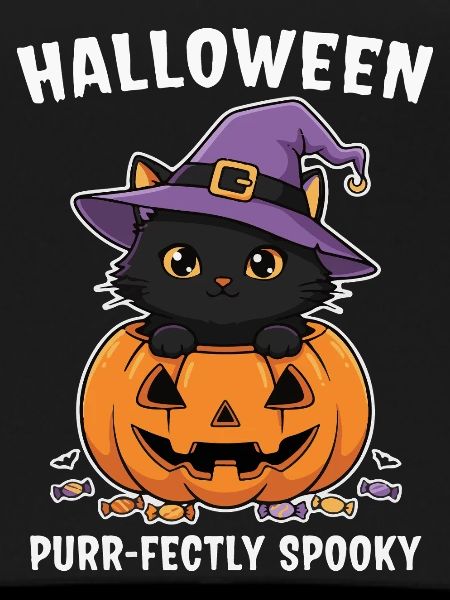 Halloween Kitten and Jack-O-Lantern