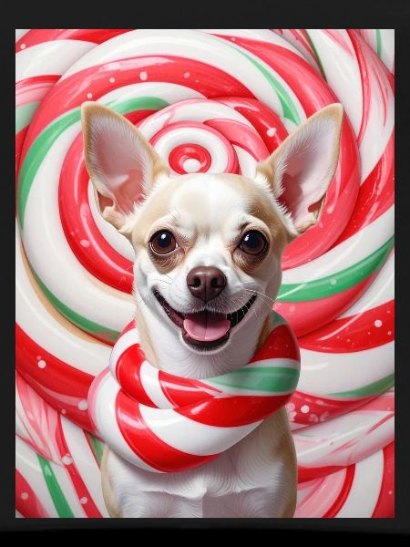 Candy Dog in Peppermix Background