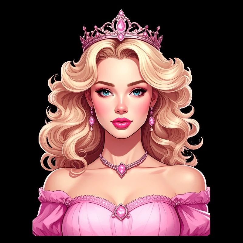 Princesse aux cheveux blonds et robe rose
