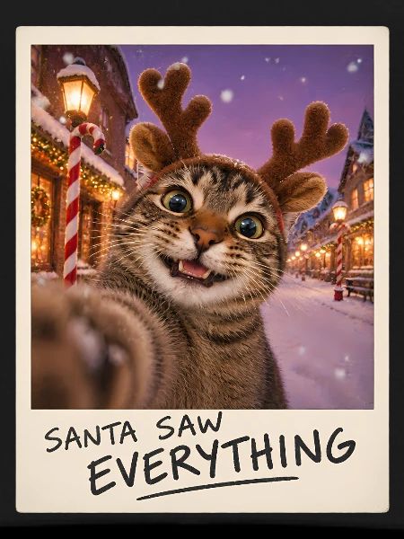 Santa Saw Everything Katze Selfie
