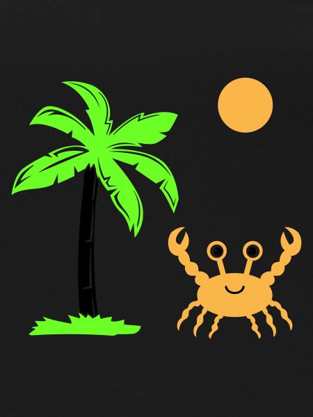 crab, sun, palm