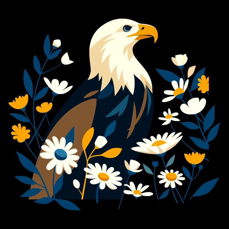 Aigle avec des fleurs
