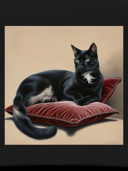noir Oreiller chat