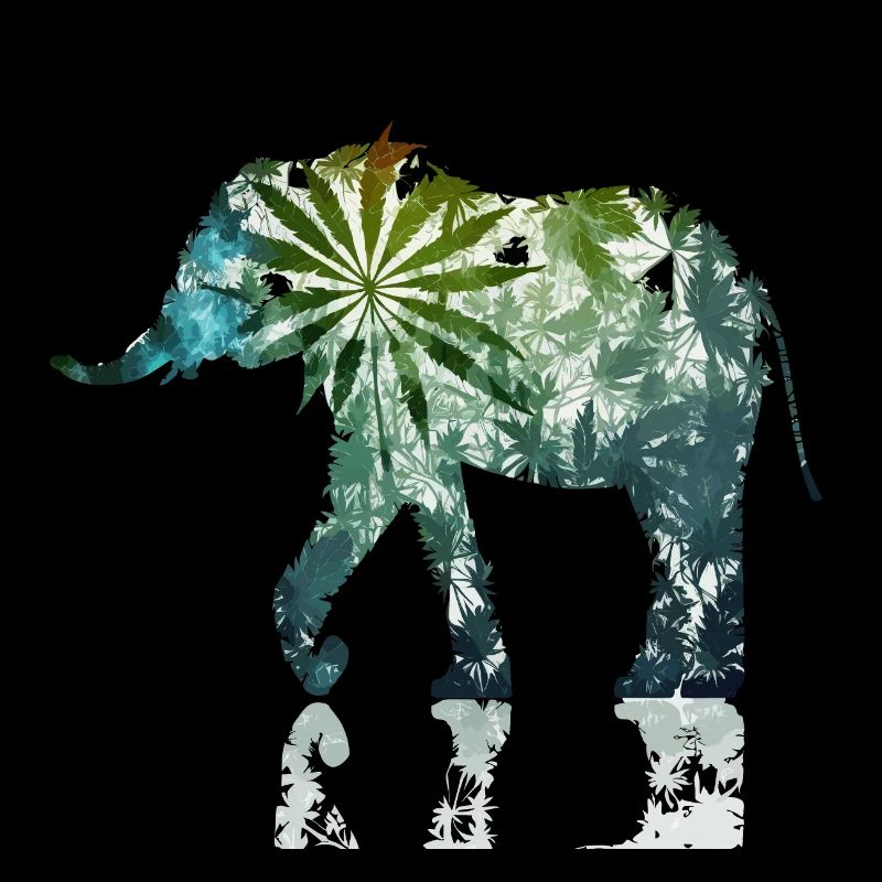 Artistic Intrigue: Cool Weed Elephant Abstract Pos