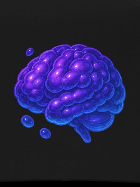 3D Brain Molecular Blue Purple
