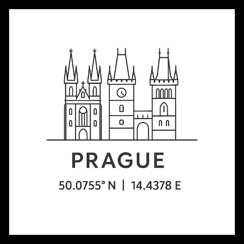 Prague Line Art Silhouette Point de repère
