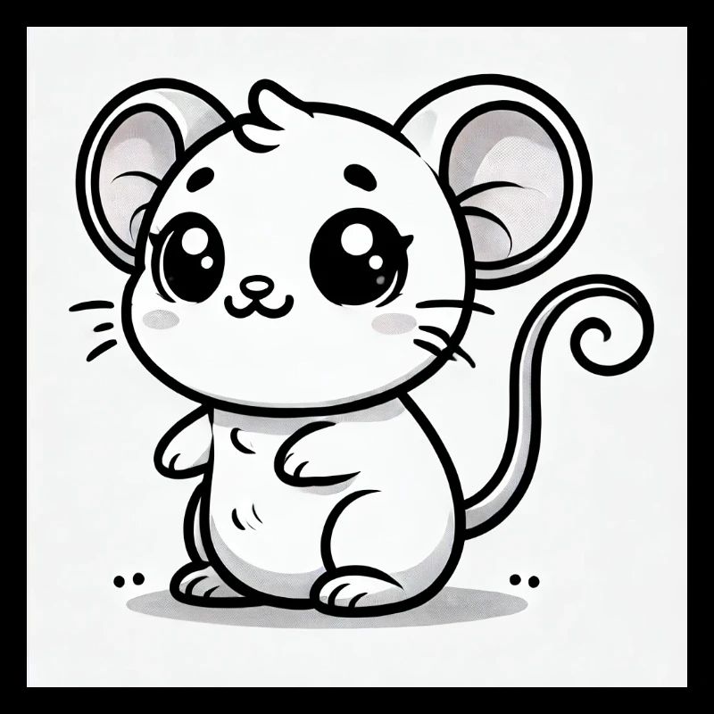 Souris Kawaii Noir Blanc