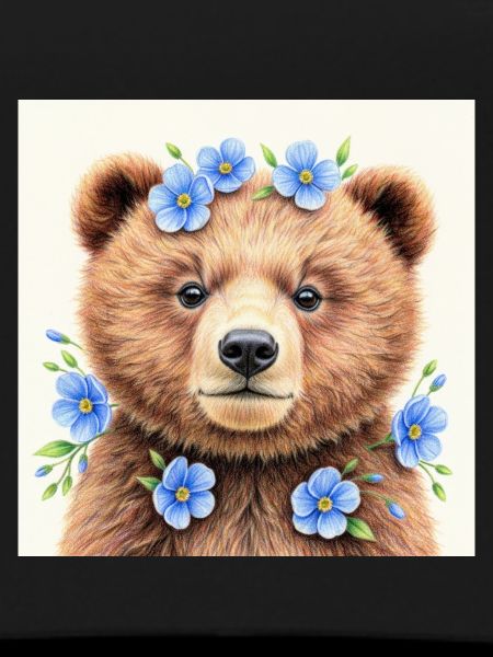 Modèles ours fleurs bleues 