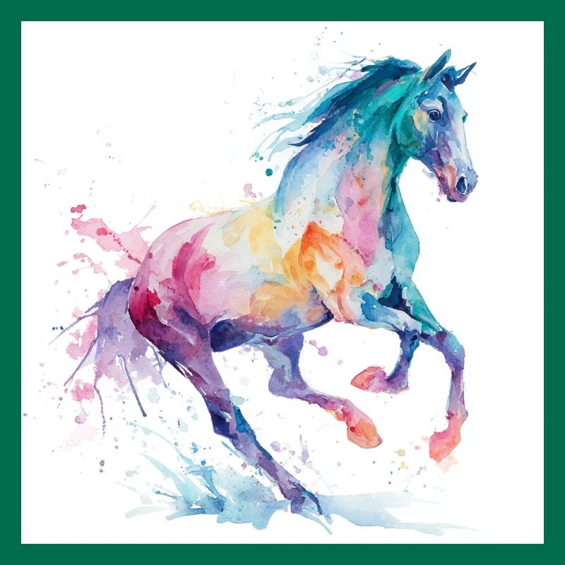 Regenbogen-Aquarellpferd