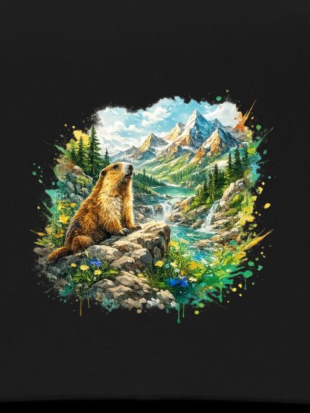 Marmot forest landscape