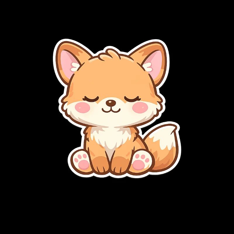 Bébé renard doux endormi à la manière Kawaii