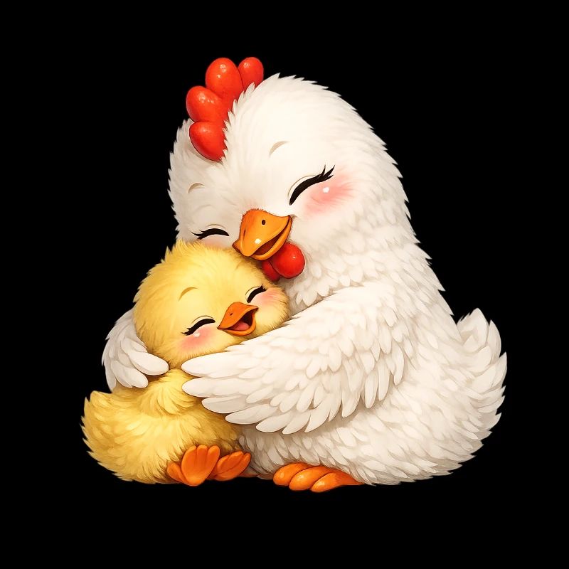 Maman Poule câline son bébé