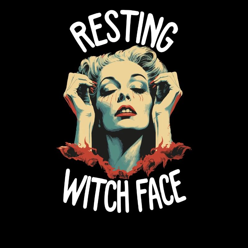 Drôle Halloween Repos Witch Face Broom
