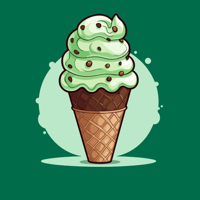 Cornet de crème glacée aux pépites de chocolat à la menthe