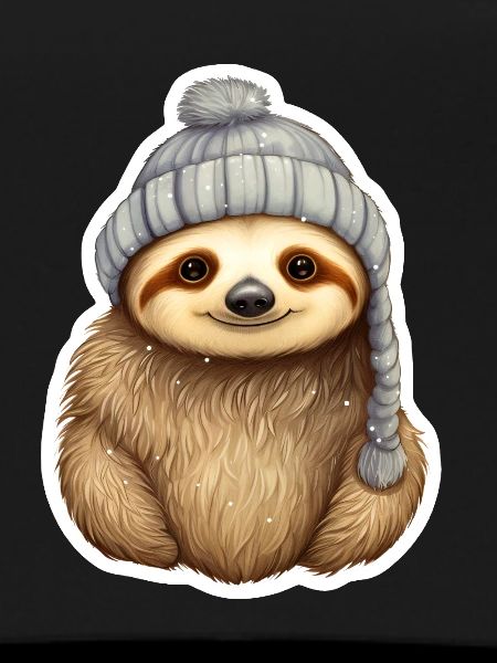Sloth with winter hat