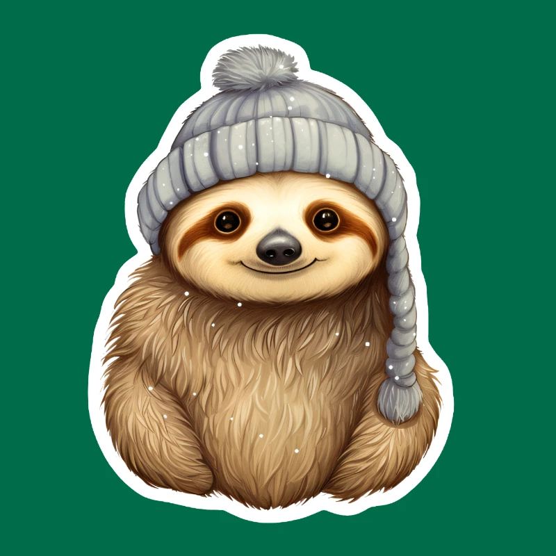 Sloth with winter hat