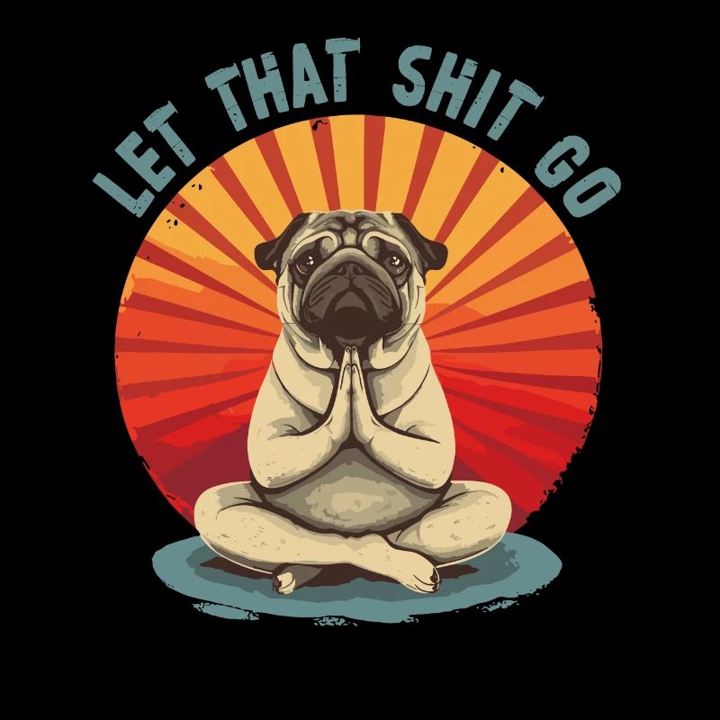 Mops Meditiert Lotus Sitz Lebensbaum Meditation
