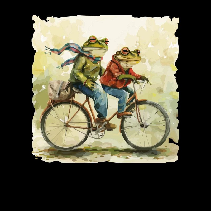Grenouilles sur tandem dans un style rétro
