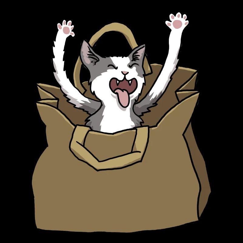 Chat dans un sac en papier