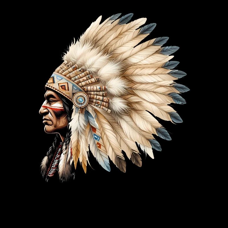 Chef indien avec coiffe traditionnelle en plumes