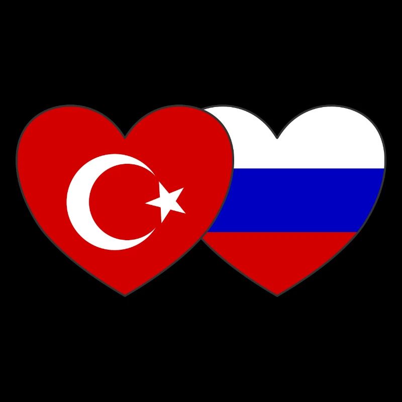 Turquie Russie Drapeau Coeur