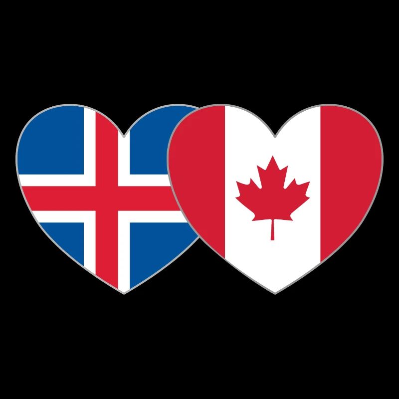 Iceland Canada Flag Heart