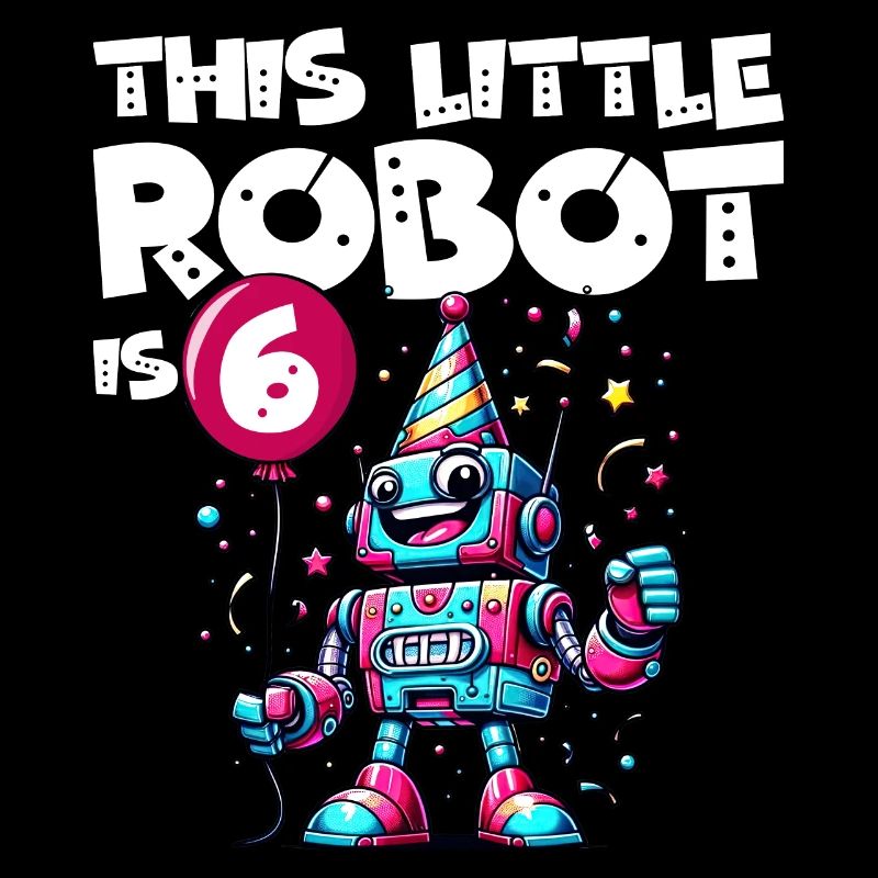 6. Geburtstag Roboterkind 6 Jahre alt