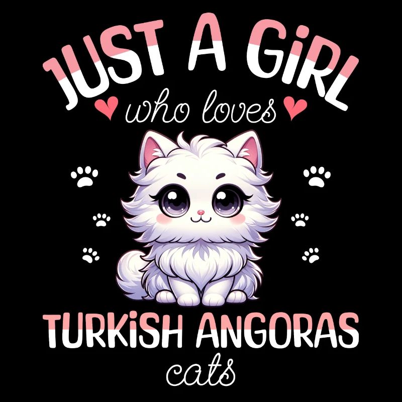 Fille Adore Chat Angora Turc