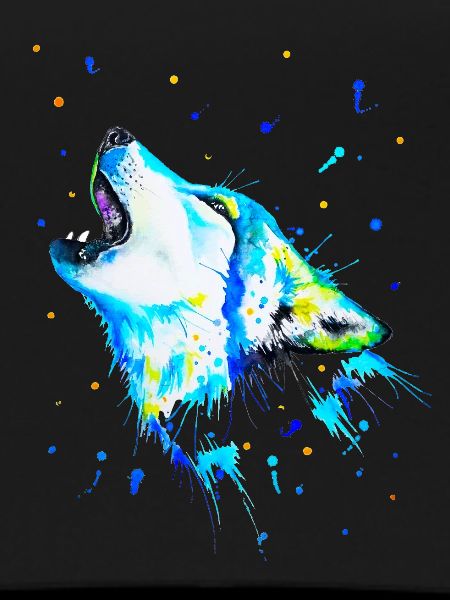 Blue howling wolf
