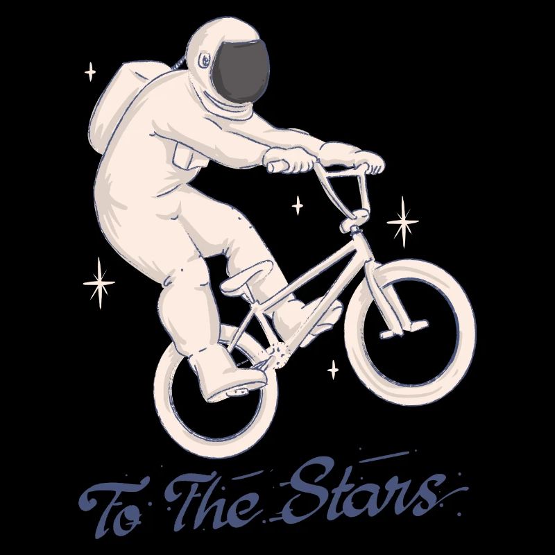 astronaute cycliste à vélo vers les étoiles