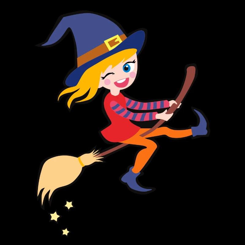 Sorcière mignonne et effrontée sur le balai