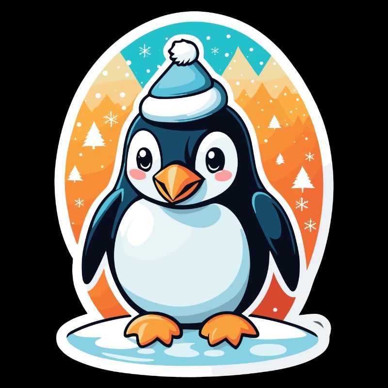 Penguin Christmas Illustration