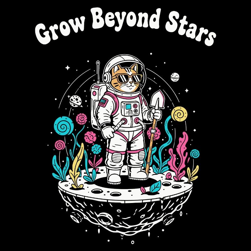 Chat astronaute au-dessus d’un monde étoilé
