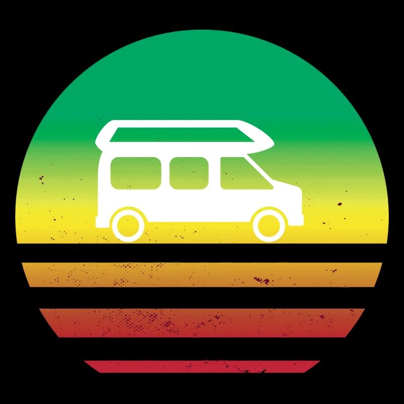 Camper Van Retro Sunset Vintage Campervan
