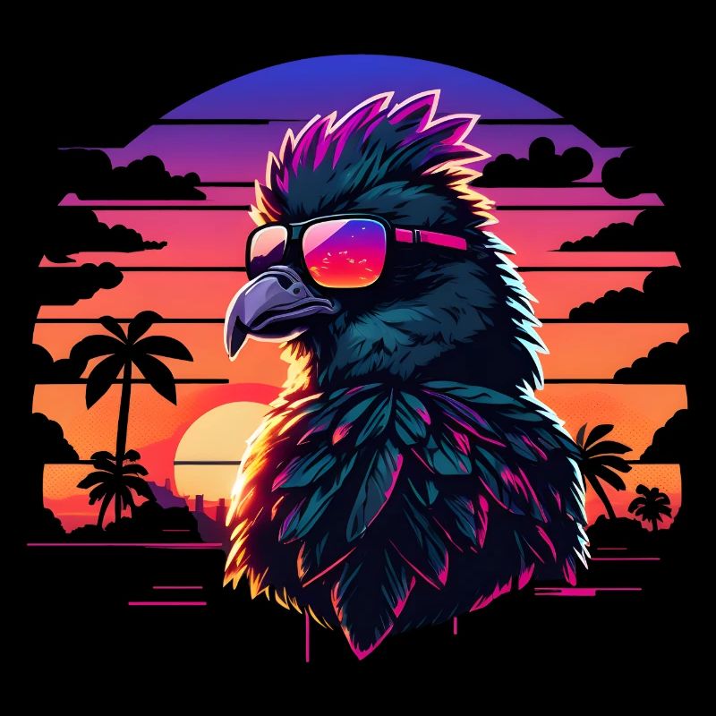 Synthwave Bird Sunset