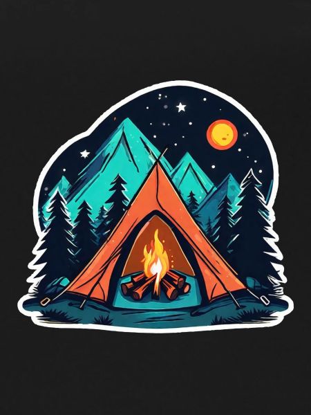 Camping, tent and campfire