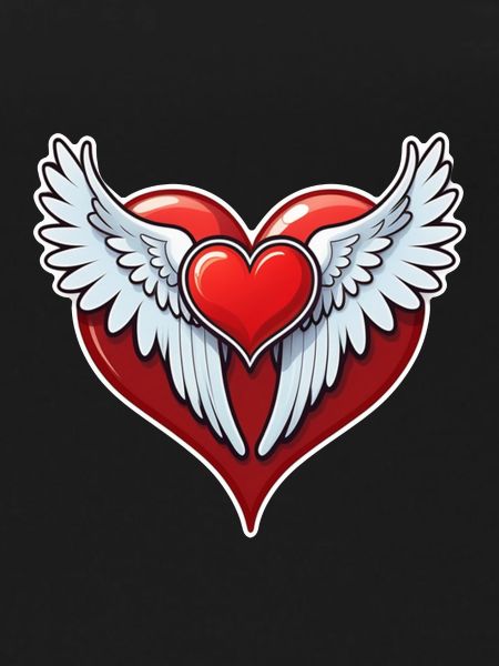 Red Heart with Wings