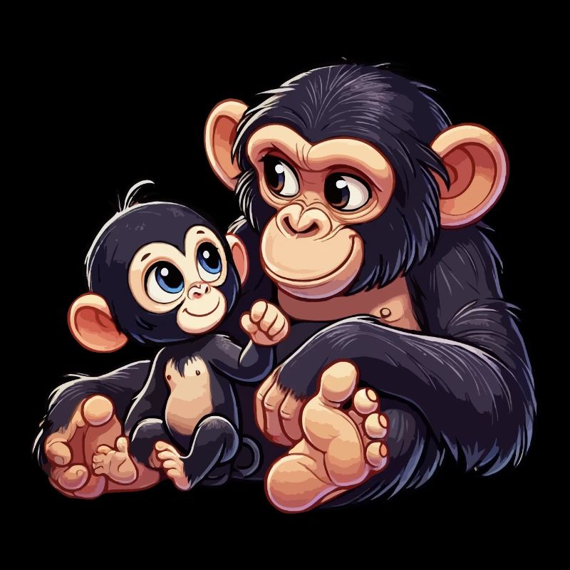 Mère chimpanzé avec enfant