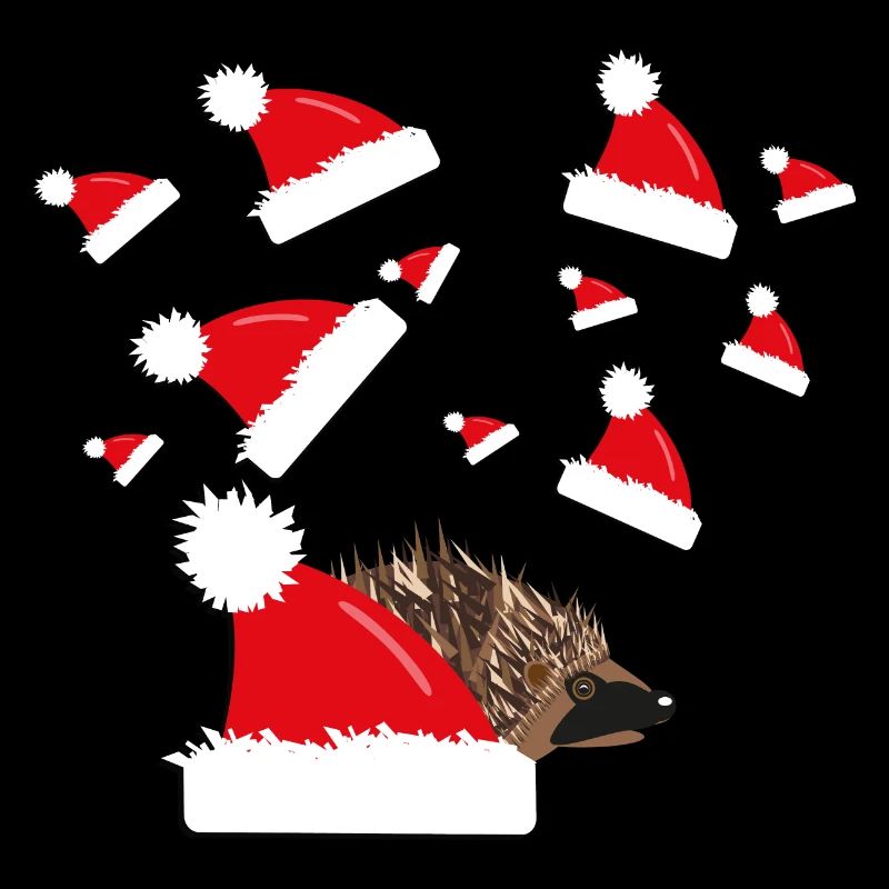 Igel mit Weihnachtsmützen in rot.