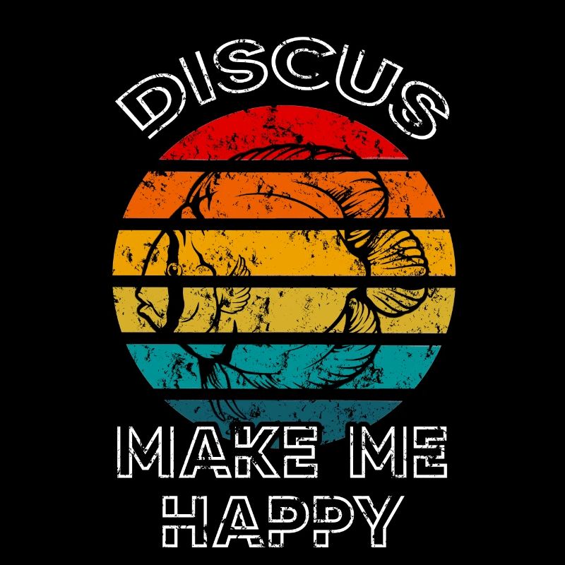 Discus Fish Make Me Happy Retro Sunset Fish Keeper