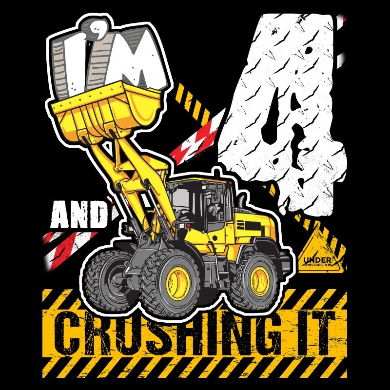 Ich bin 4 & Crushing It 4th Birthday Boys Excavator