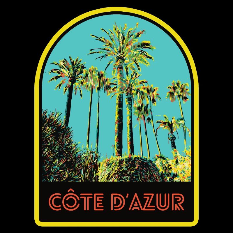 llustration emblematic palm trees, Còte d'Azur