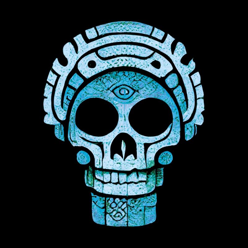 Blue Mayan skull