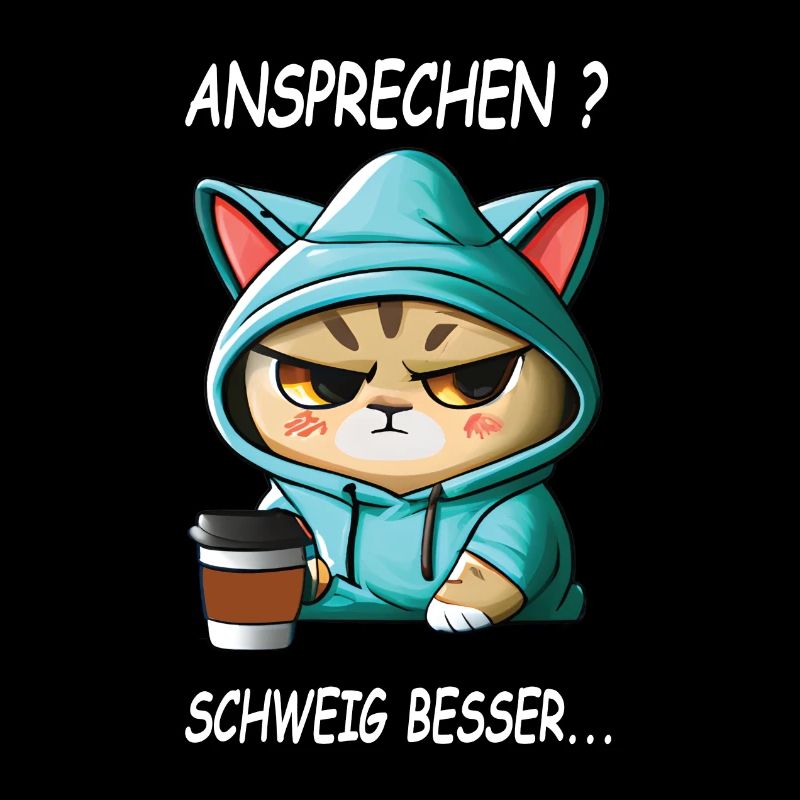 Ansprechen - Schweig besser Kaffee Spruch Katzen