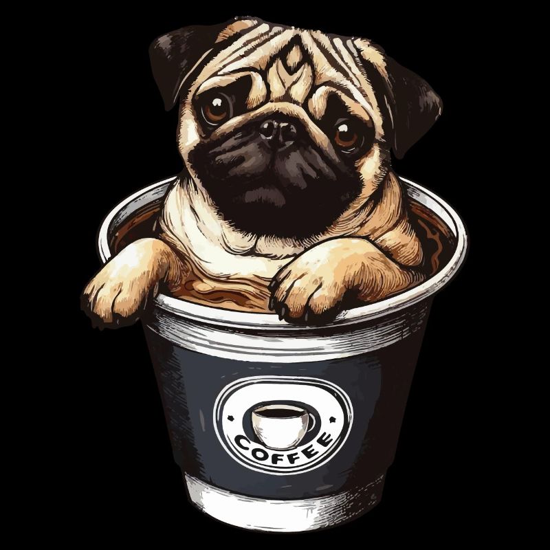 Mops Hund im Kaffeebecher Kaffeetrinker Kaffee