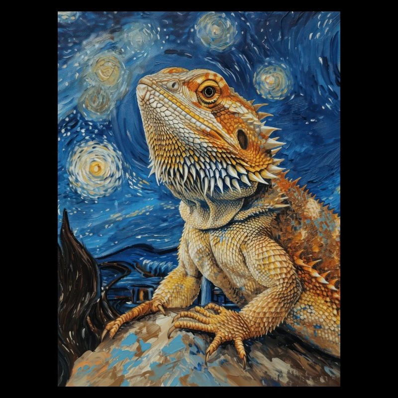 Bearded Dragons, Lizards, Van Gogh, Starry Night