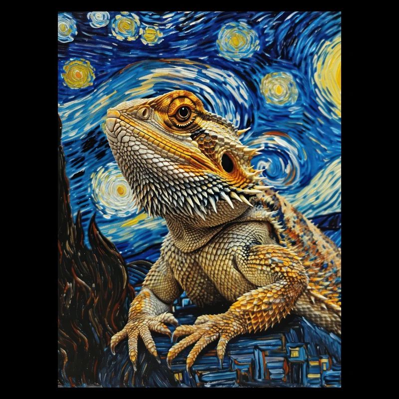Bearded Dragons, Lizards, Van Gogh, Starry Night
