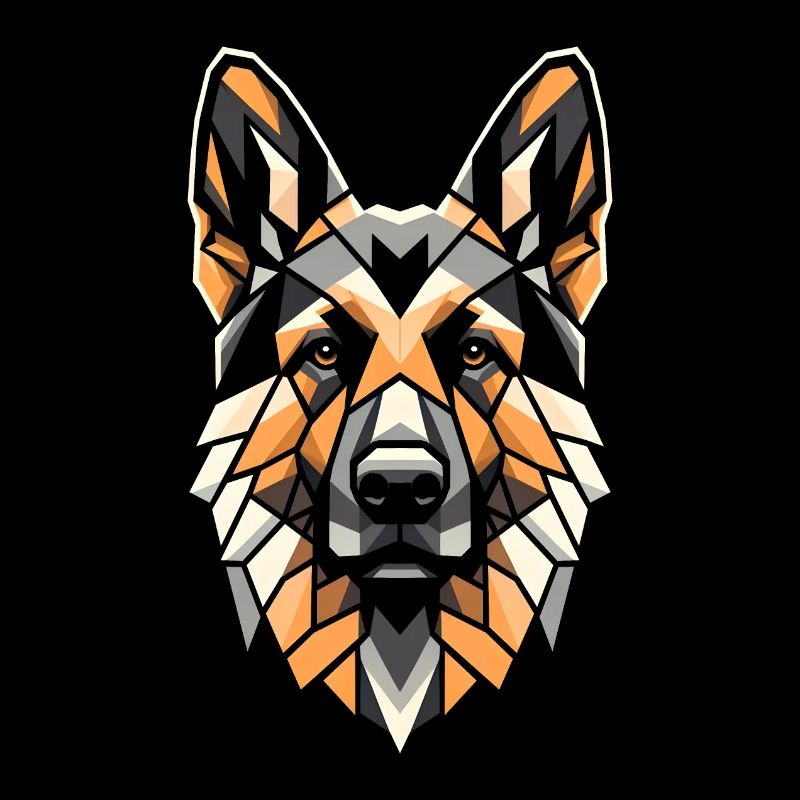 German Shepherd Dog Head Geometry Polygon Art