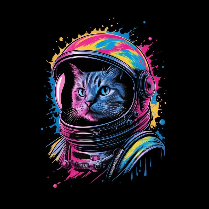 Chat de l’espace avec casque coloré