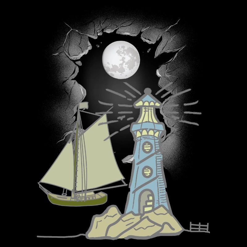 Sailing Ship Ship Ships Lighthouse Sailing Moon